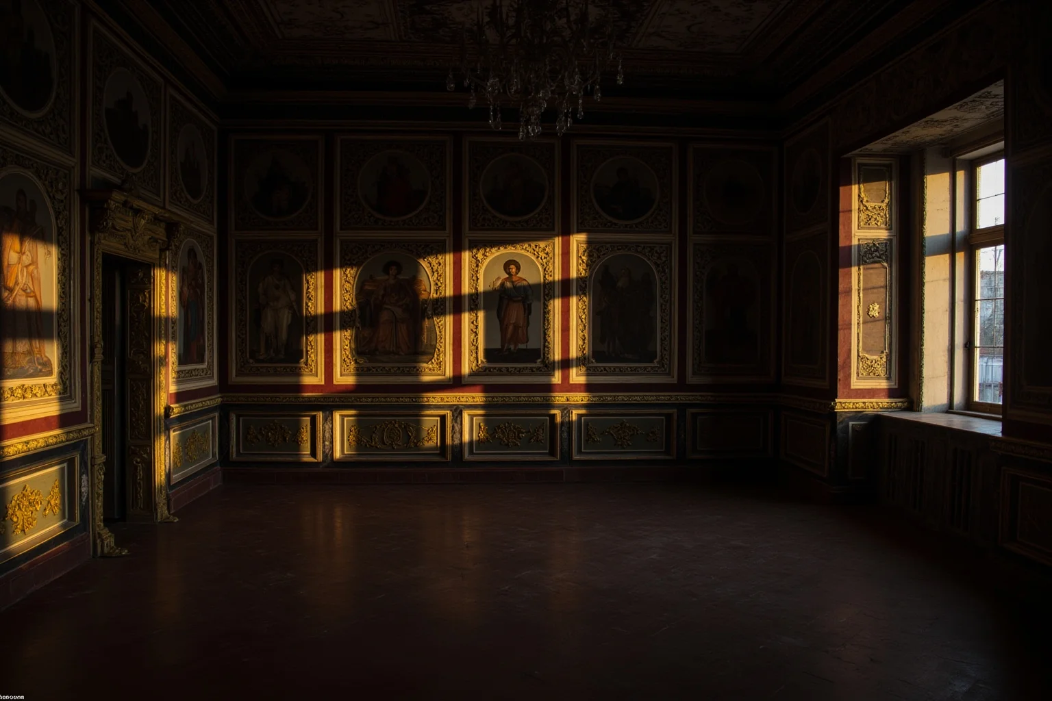 10 of History's Most Evil People & 10 of Its Greatest Heroes 6 16th-century Russian palace interior with ornate icons and shadows, evoking a tense royal court atmosphere