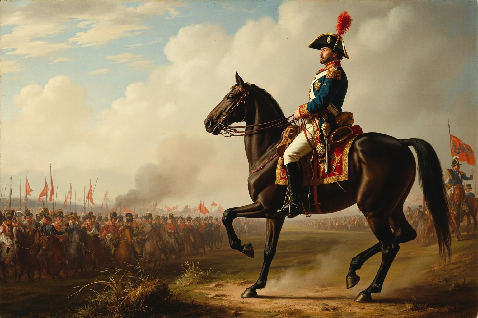 The Most Shameless Traitors of All Time 5 18th century Indian military commander on horseback watching British forces advance across a battlefield, troops withdrawn