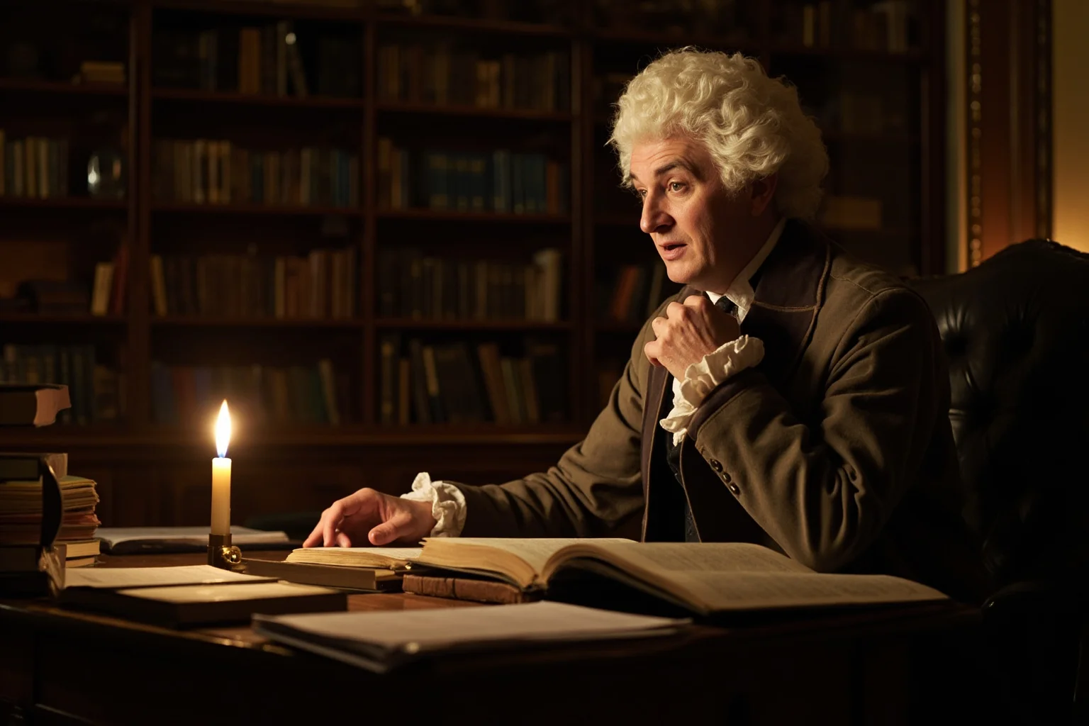 Best Insults in History: 23 Legendary Put-Downs and the Stories Behind Them 11 18th-century writer in a powdered wig gesturing mid-argument in a candlelit study filled with books