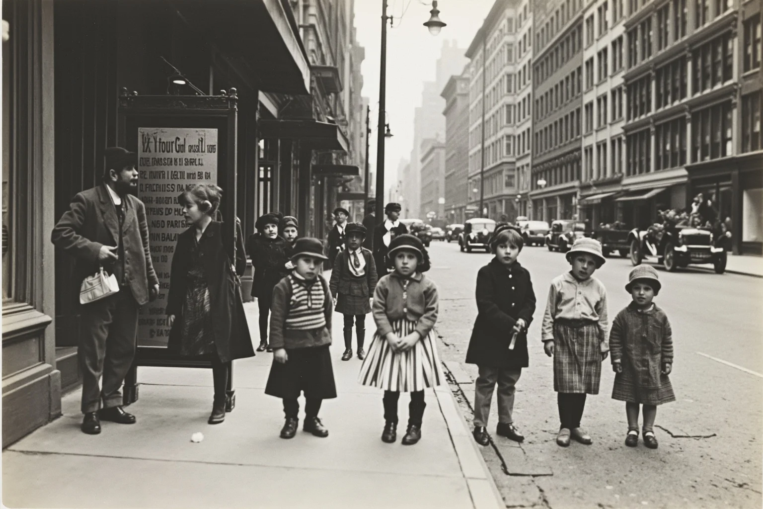 20 Deadliest Plagues That Shaped Human History 14 1916 American city street with children and a public health notice board, vintage photograph style