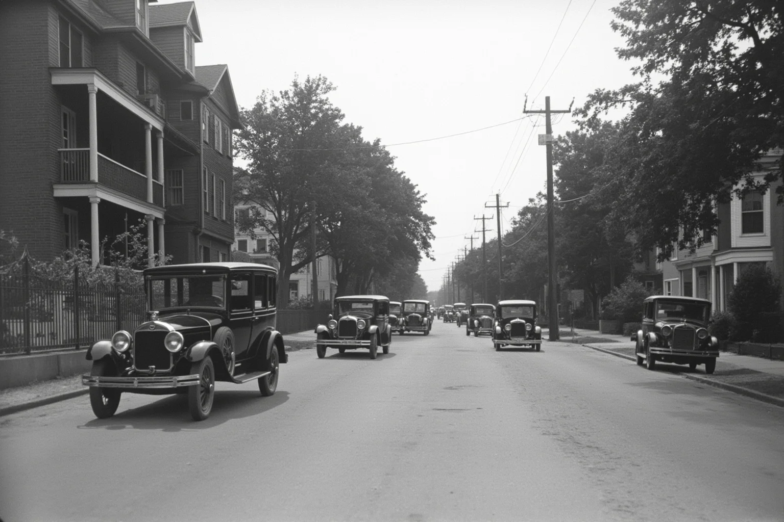 20 Deadliest Plagues That Shaped Human History 16 1920s American neighborhood street scene with period cars and houses, vintage photograph style
