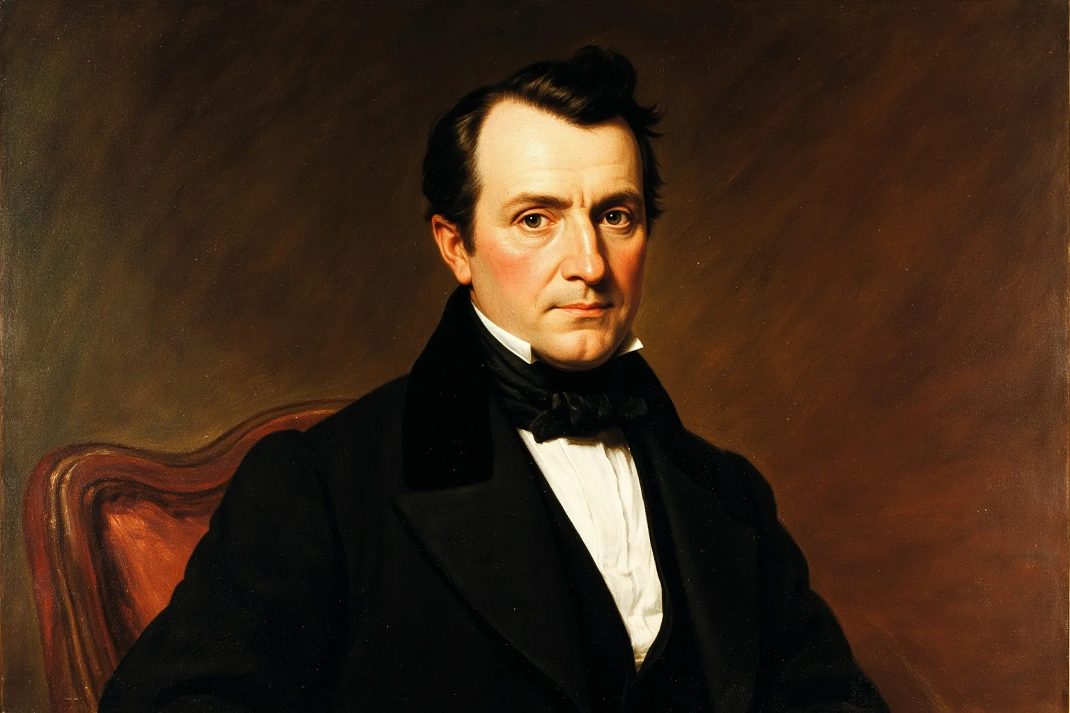 From Cleopatra to George Washington: 21 Most Famous Redheads in History 10 19th-century American statesman with thick swept-back hair in formal frontier-era portrait style painting