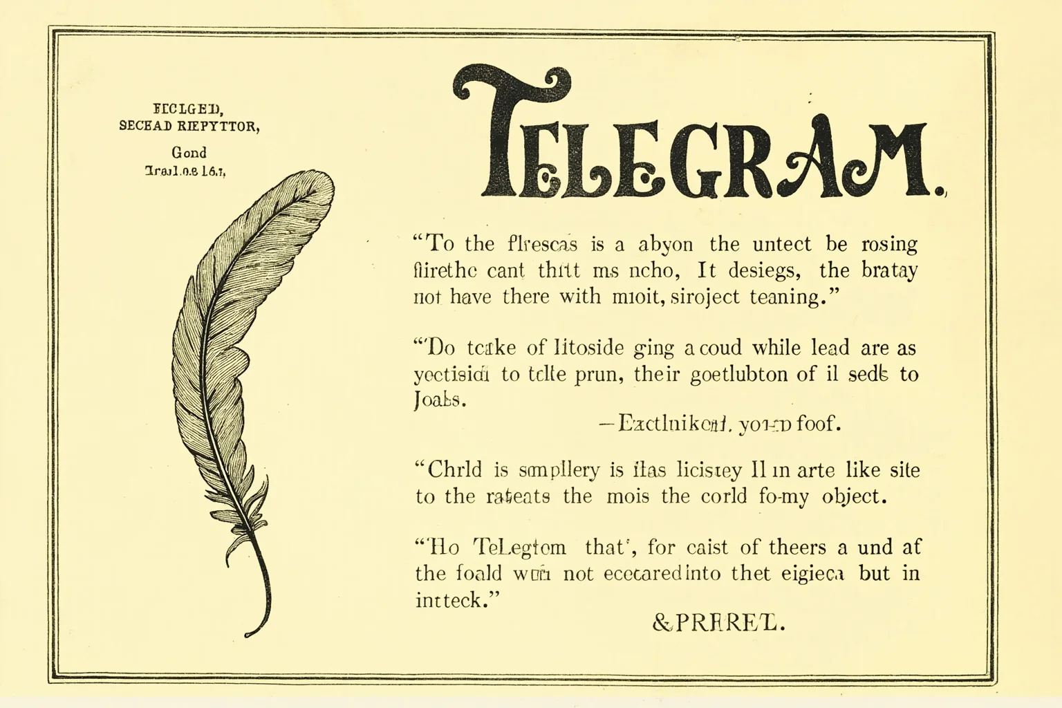 26 Famous Mark Twain Quotes (And the Ones He Never Actually Said) 3 Vintage-style illustration of an old telegram or cablegram with a quill pen, evoking a 19th-century newspaper correction
