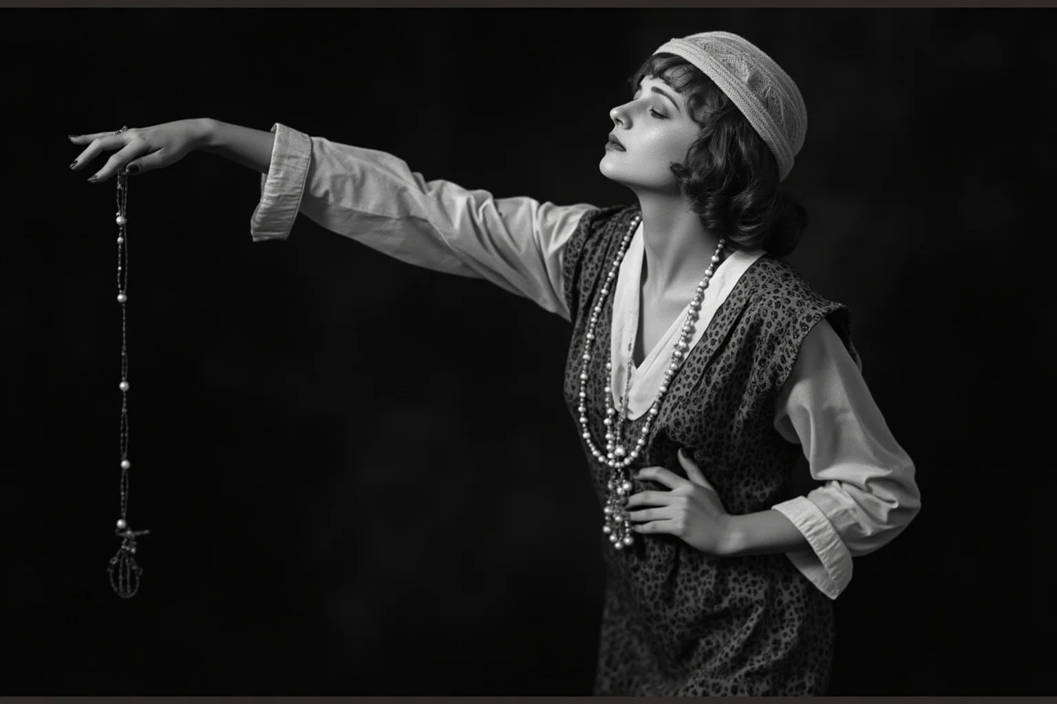 Historical Figures Who Boarded the Titanic — And 10 Who Didn't Survive 7 A 1910s silent film actress in vintage dress posing dramatically, old Hollywood black-and-white style