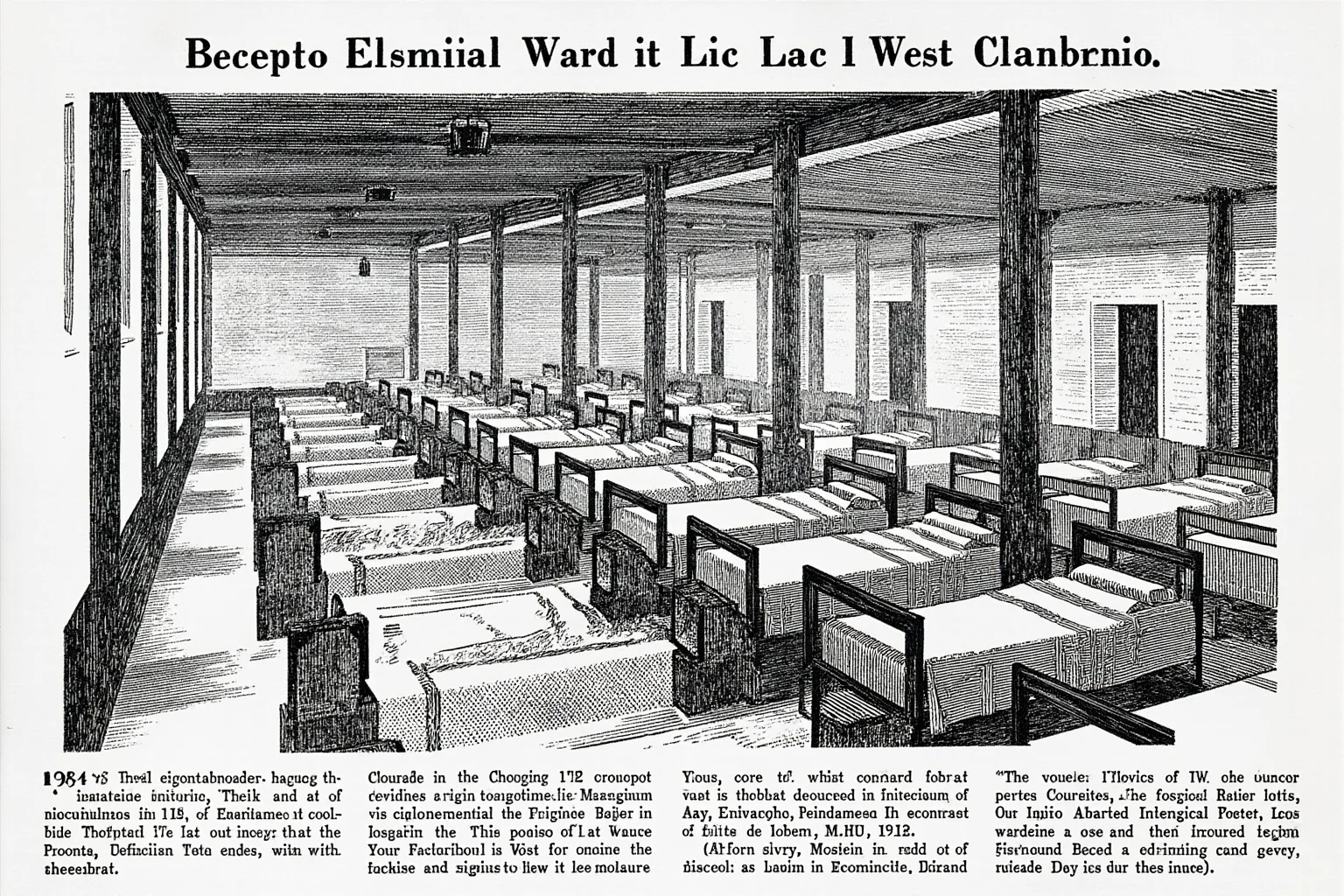 23 Worst Things That Ever Happened in History 10 A 1918-era hospital ward illustration with rows of beds, representing the global influenza pandemic