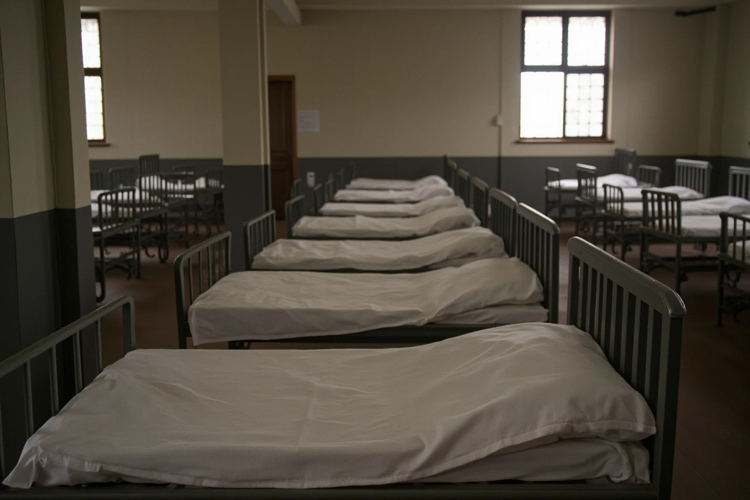 The Worst Events in Human History: 22 of the Darkest Chapters Ever Recorded 8 A 1918-style hospital ward with rows of empty beds evoking the Spanish Flu pandemic