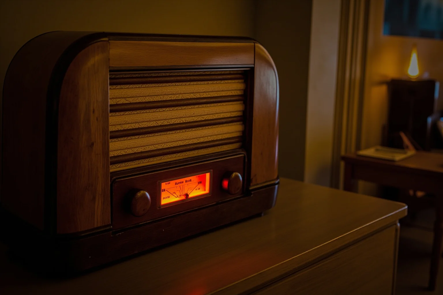 20 Famous Historical Quotes That Were Taken Out of Context 12 A 1930s wood-paneled radio set glowing warmly in a modest depression-era living room