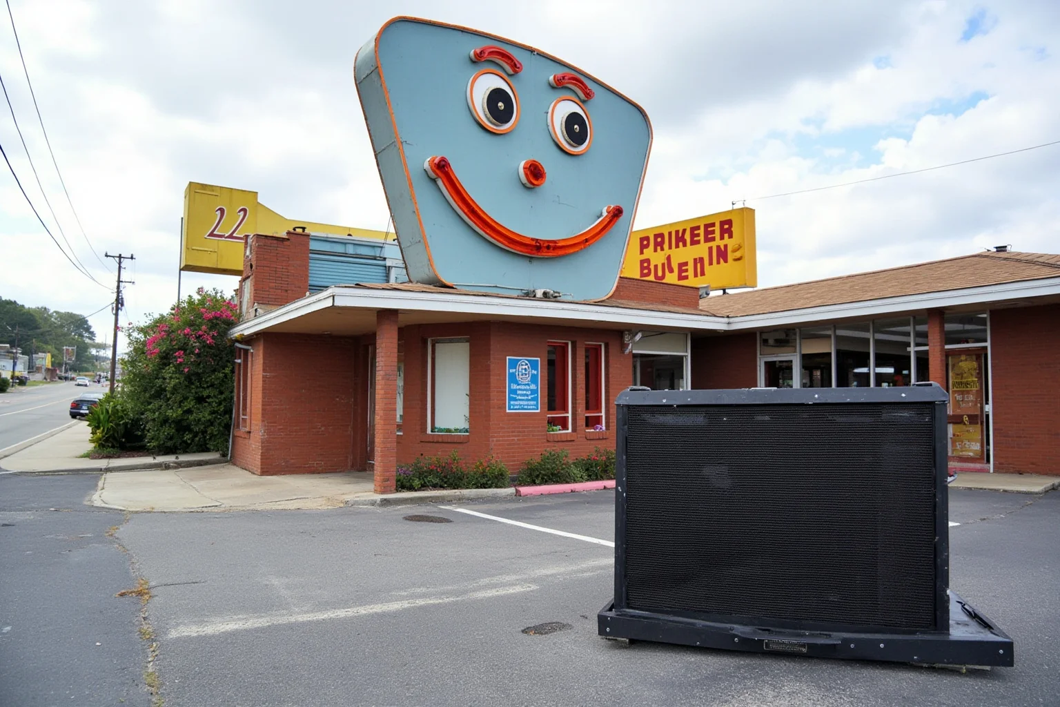 The Oldest Fast Food Chains in the World: A Full History 22 A 1950s drive-in restaurant with a large sign shaped like a smiling face and a speaker box