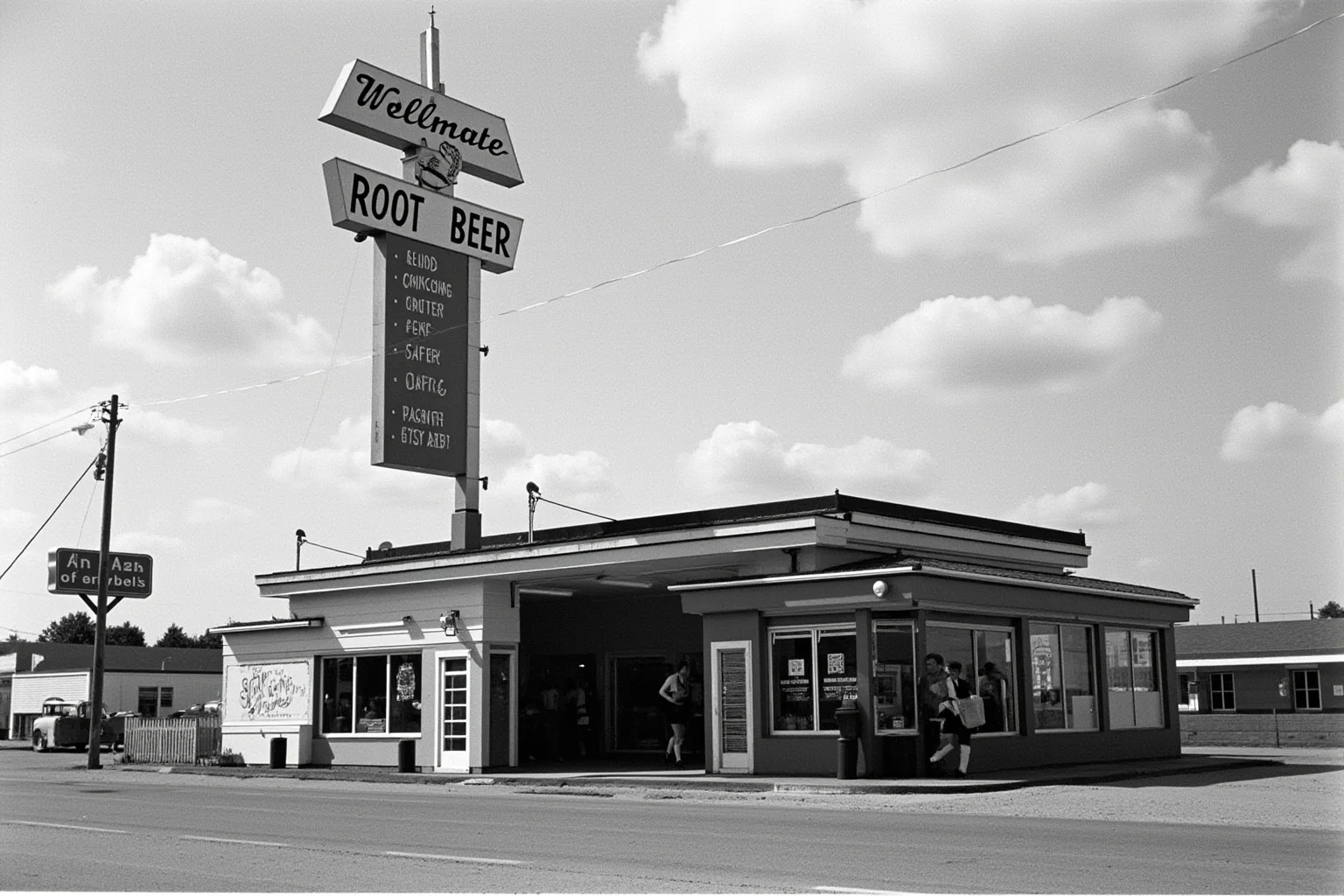 The Oldest Fast Food Chains in the World: A Full History 24 A 1950s drive-in root beer stand with a tall sign and carhops on roller skates