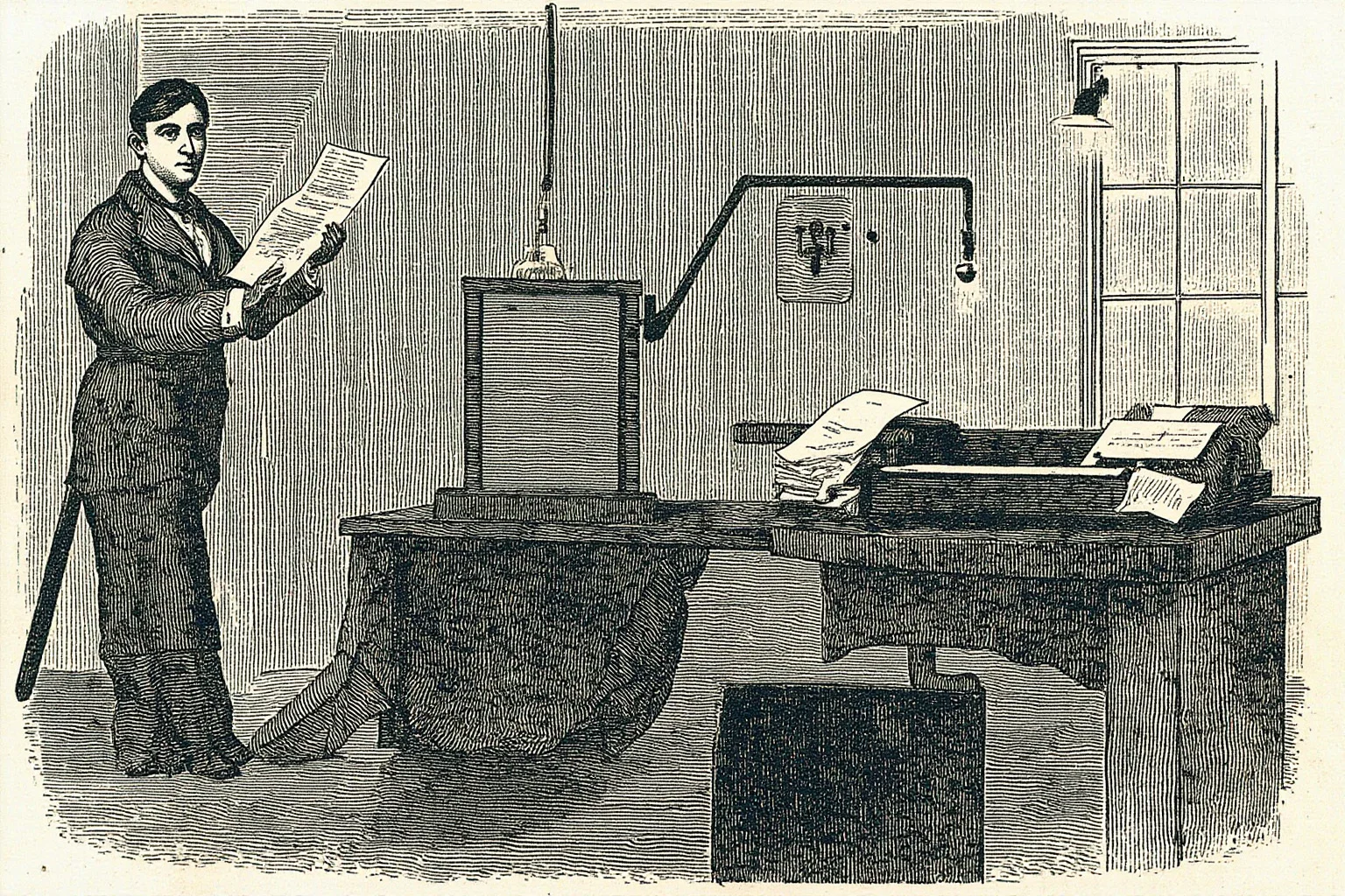 False Flag Operations That Quietly Changed World History 3 A 19th-century European telegraph office with an official reading a paper telegram, in a muted historical illustration style
