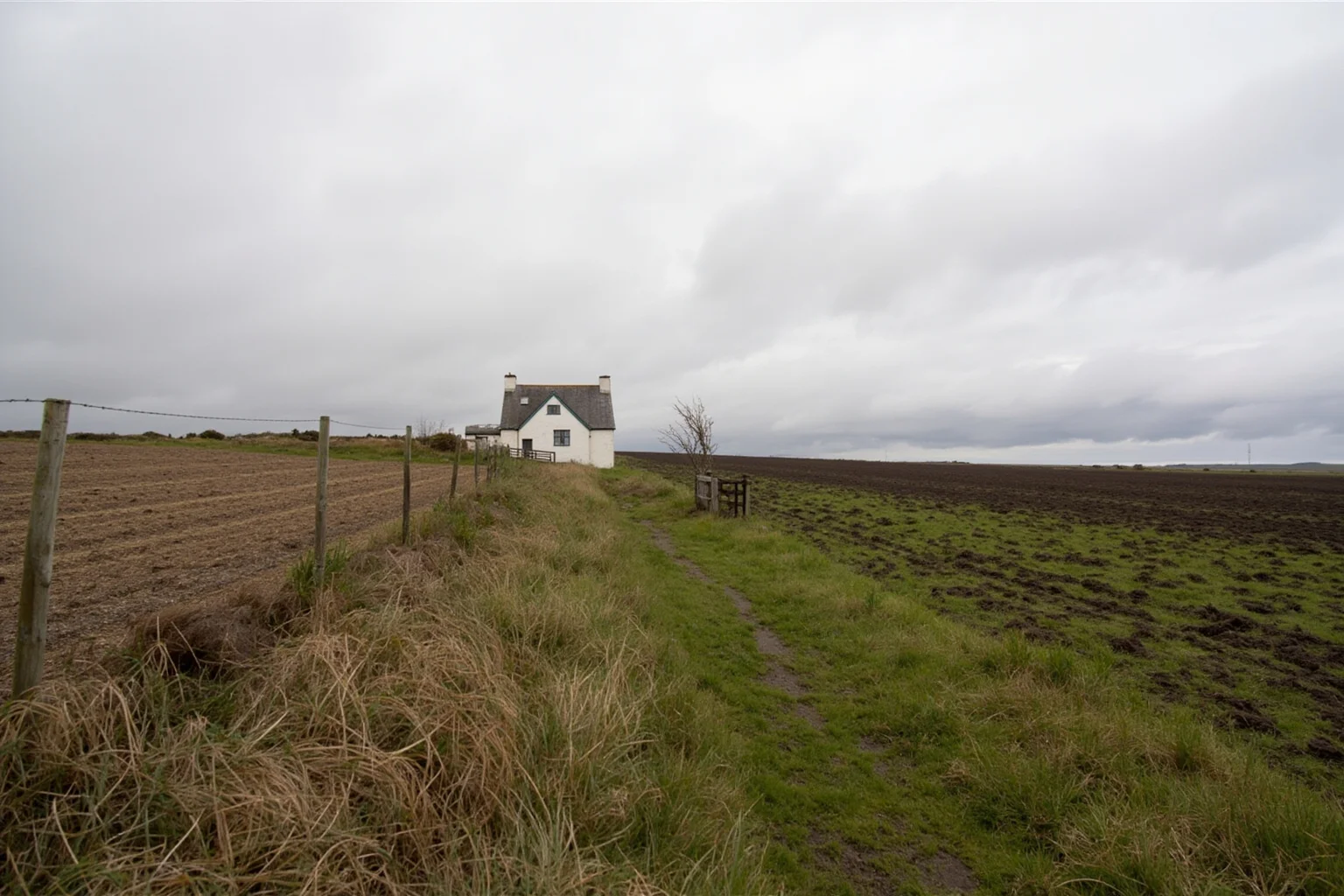 The Worst Events in Human History: 22 of the Darkest Chapters Ever Recorded 15 A 19th-century Irish rural cottage and empty potato field under grey skies