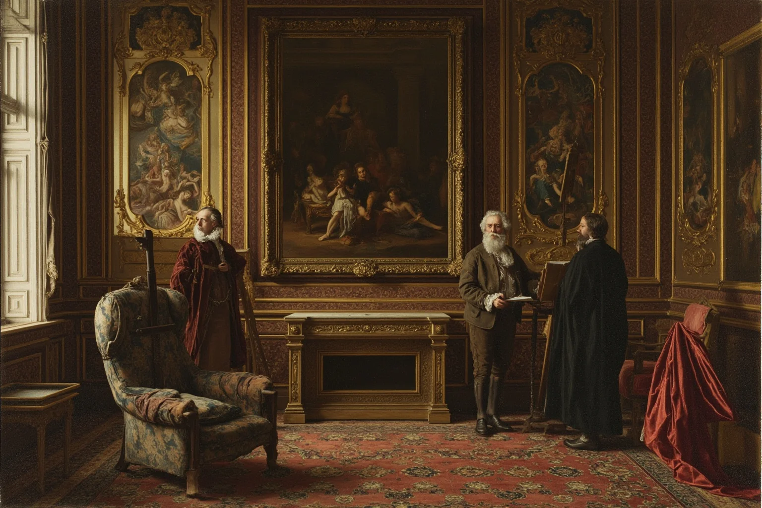 The Most Famous Historical Paintings in the World 10 A baroque palace interior scene with an artist at an easel and a mirror reflecting royal figures