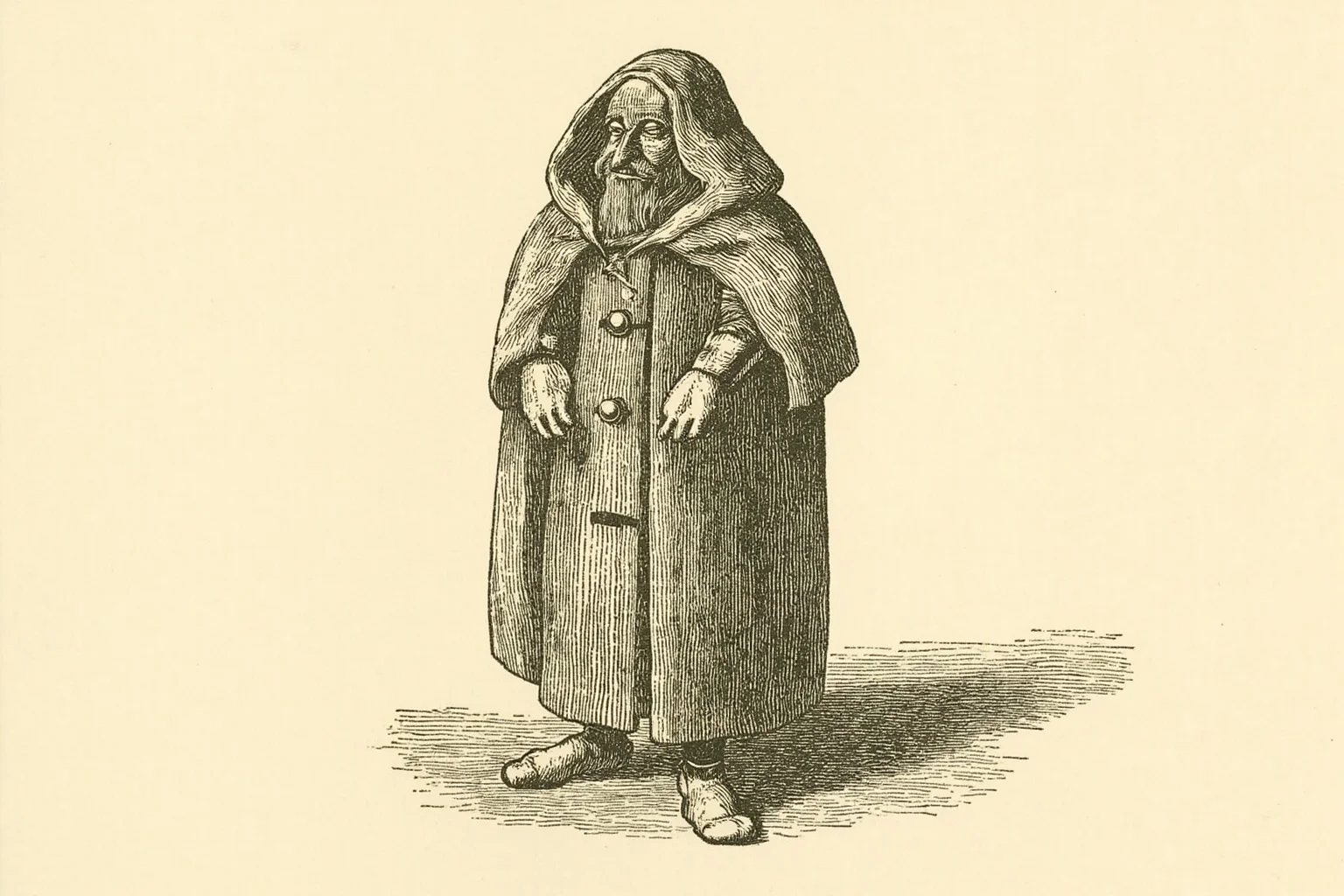 Brutal Forms of Public Humiliation Throughout History 11 A barrel-shaped wooden cloak costume with head and arm holes, standing upright, historical illustration style