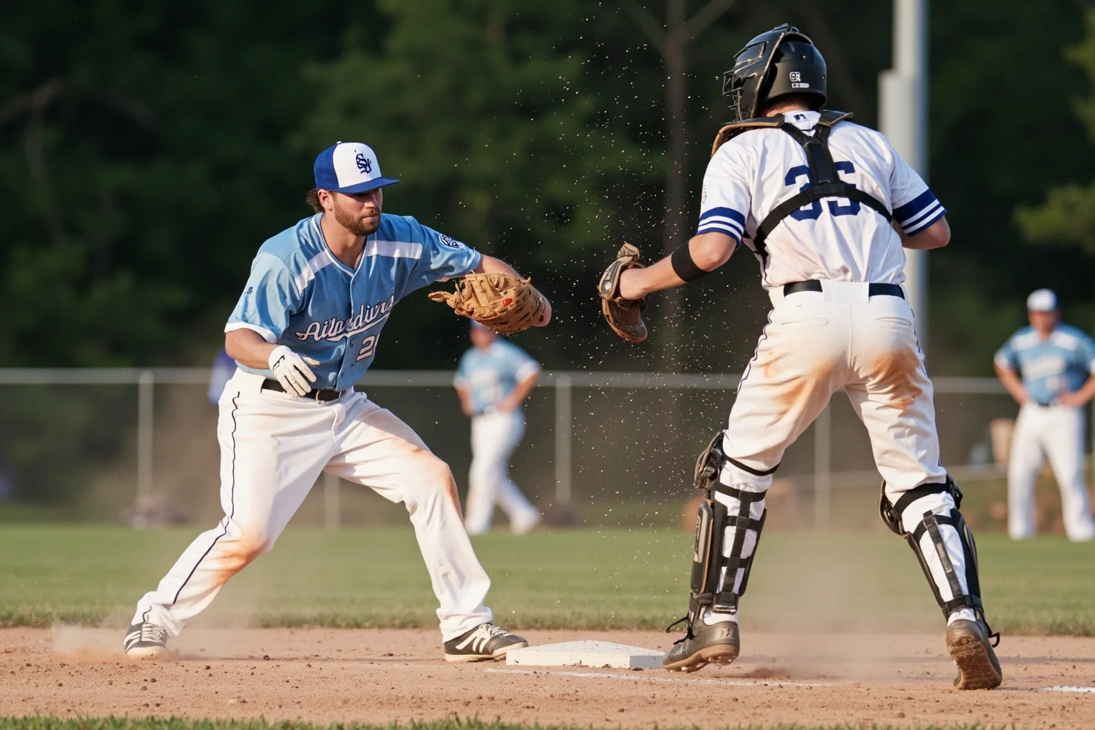 Biggest Brawls In Baseball History 7 A baserunner colliding hard into a catcher blocking home plate during a daytime all-star exhibition game, dust flying
