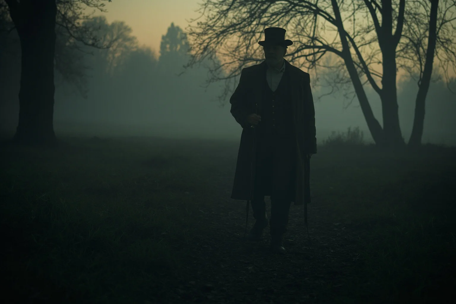 Philosophers Everyone's Heard Of, and 20 Everyone Forgot About 11 A brooding 19th-century philosopher walking alone through a foggy European park at dusk