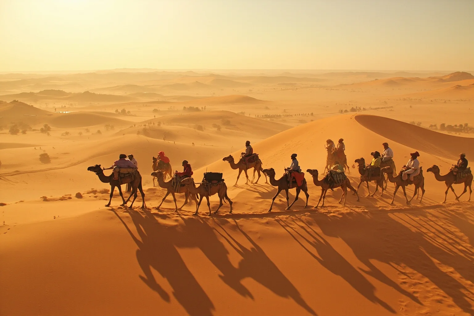 25 Captivating Facts About the Persian Empire 22 A bustling ancient caravan of camels and traders crossing a vast desert trade route
