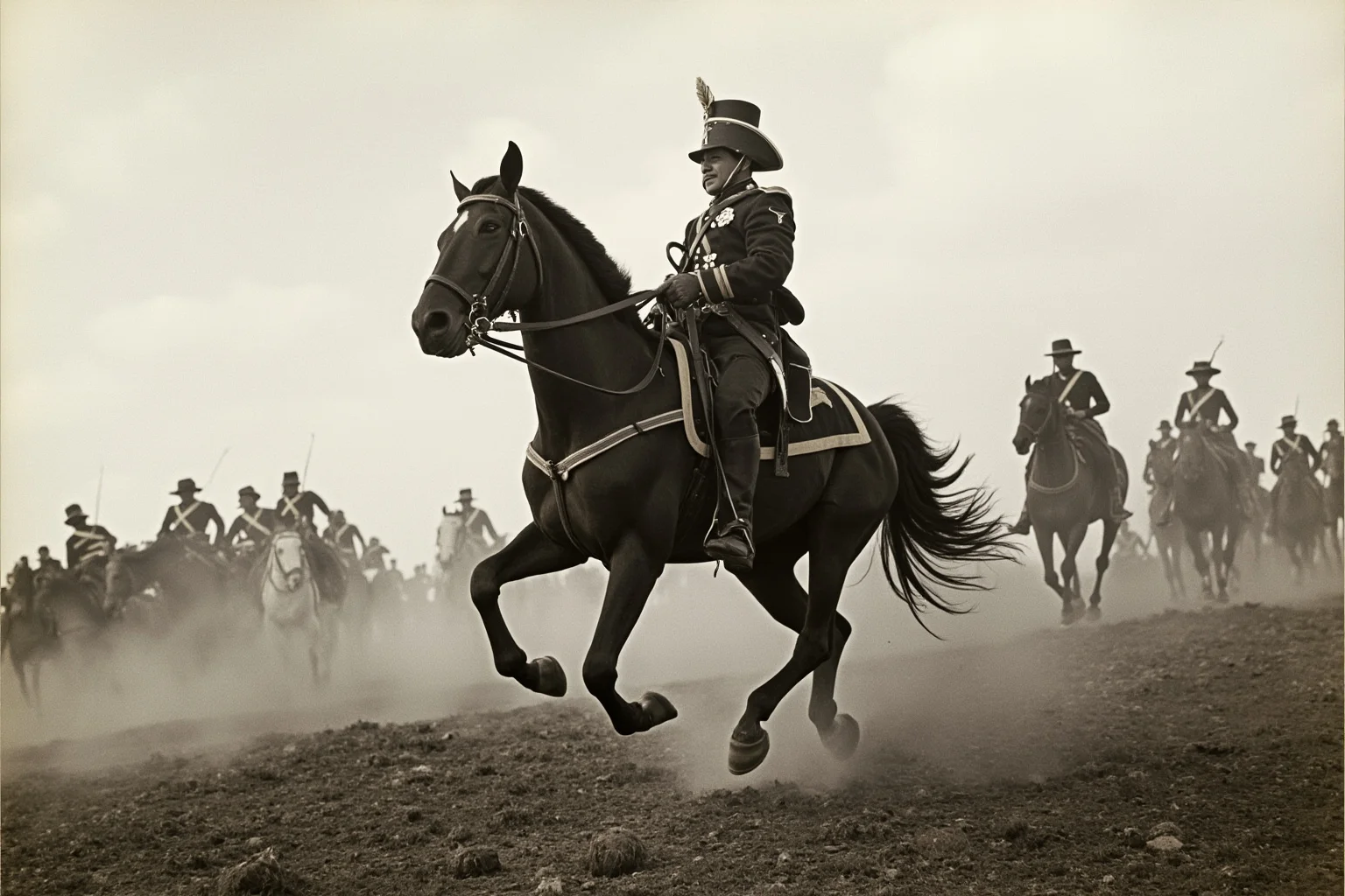14 Presidents Who Never Served in the Military (And 10 Who Did) 20 A cavalry officer in Spanish-American War era uniform on horseback charging up a hill in Cuba with soldiers following