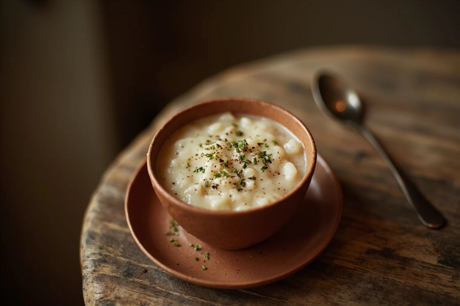 Ancient Greek Diet: 20 Foods Ancient Greeks Ate on a Daily Basis 18 A clay cup of pale barley porridge (kykeon) with herbs sprinkled on top, rustic ancient setting
