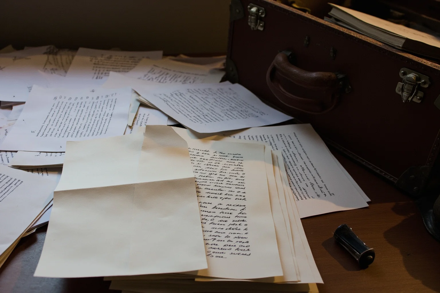 22 of the Greatest Comeback Stories in History 18 A cluttered writer's desk with scattered manuscript pages, an inkwell, and a half-packed traveling trunk