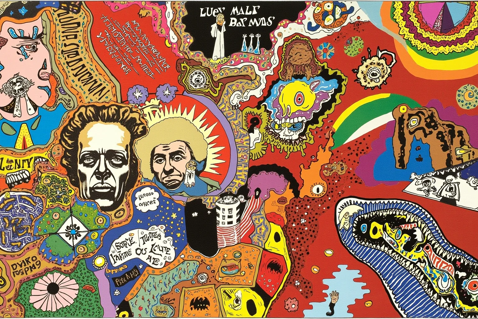 Incredible Facts About the Beatles' Greatest Band History 13 A colorful, psychedelic-style illustrated album collage evoking late 1960s studio experimentation