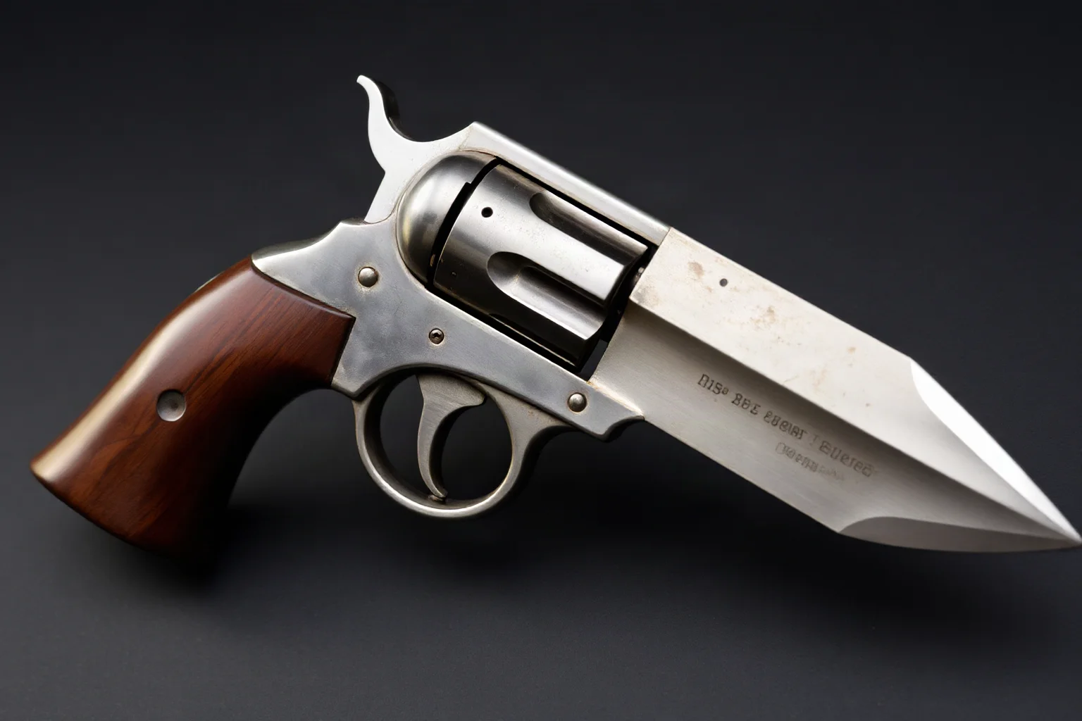 A compact 19th-century Apache revolver combining a blade, knuckle guard, and small revolver