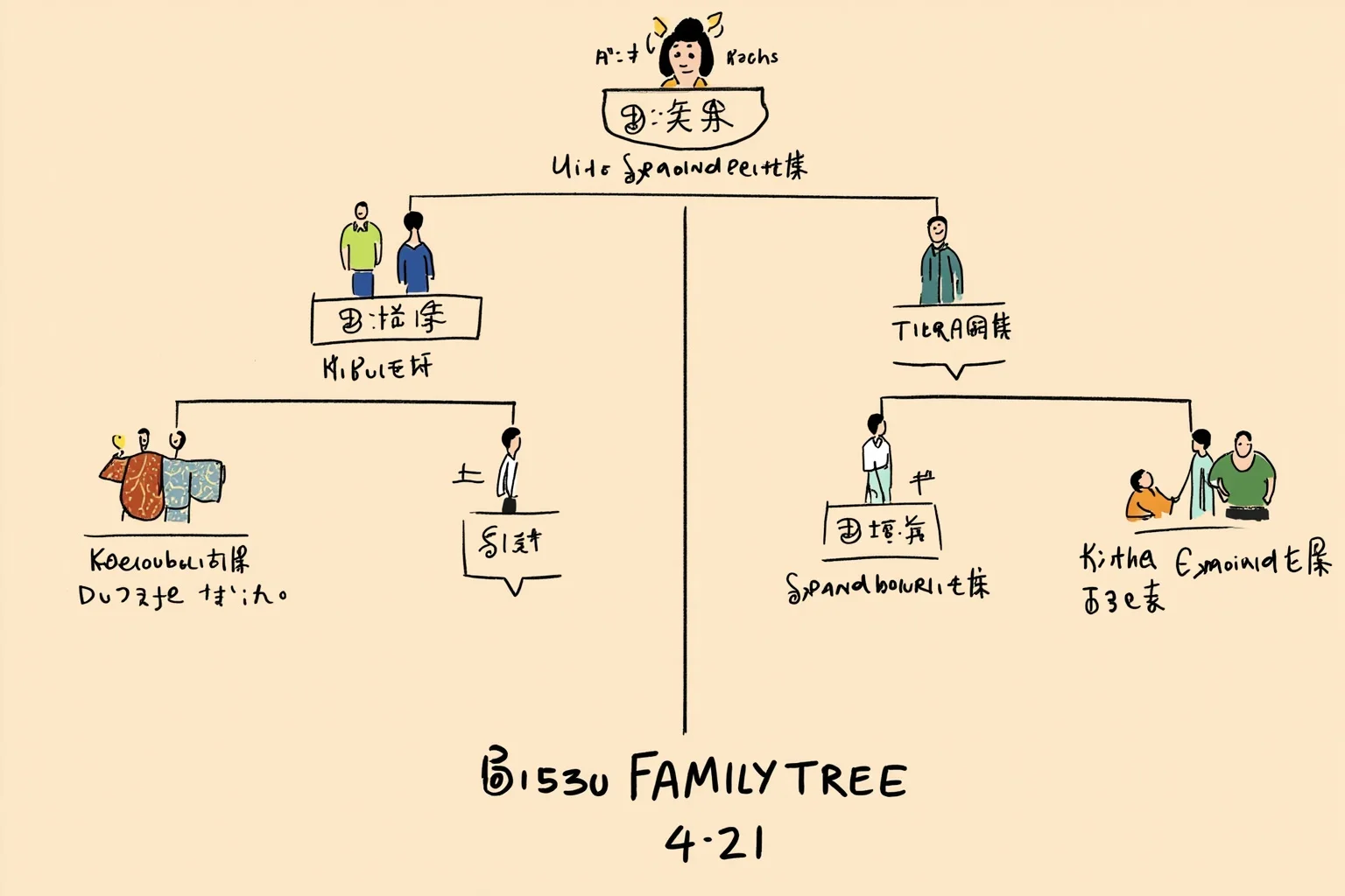The One-Child Policy: Why China Stopped Its Citizens From Growing Their Families 3 A conceptual illustration of a Chinese family tree diagram showing the '4-2-1' generational structure, one child, two parents, four grandparents