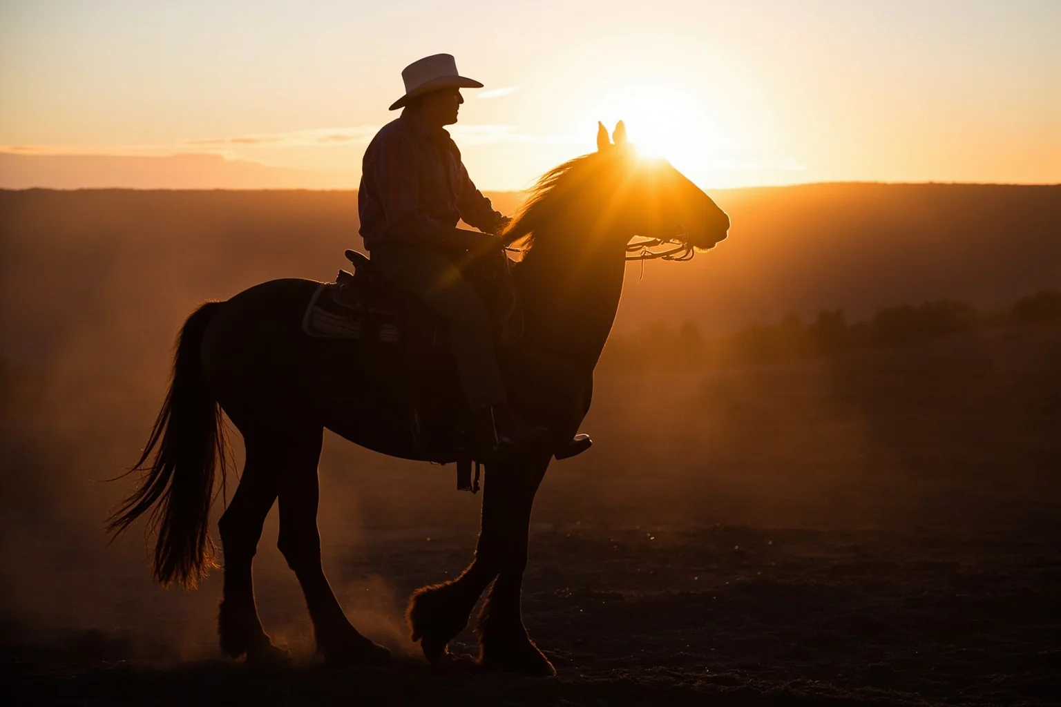 Hilarious Slang Terms From The Wild West 4 A cowboy saddling a horse at dawn, clearly about to head out on a long trail ride, warm dusty lighting