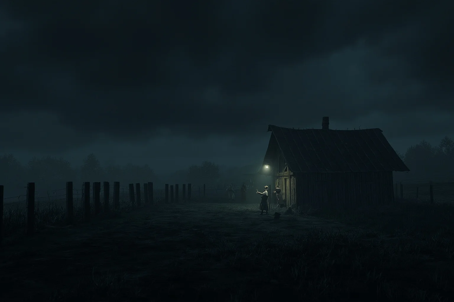False Flag Operations That Quietly Changed World History 8 A dark rural border checkpoint at night with faint figures near a fence, moody historical illustration style