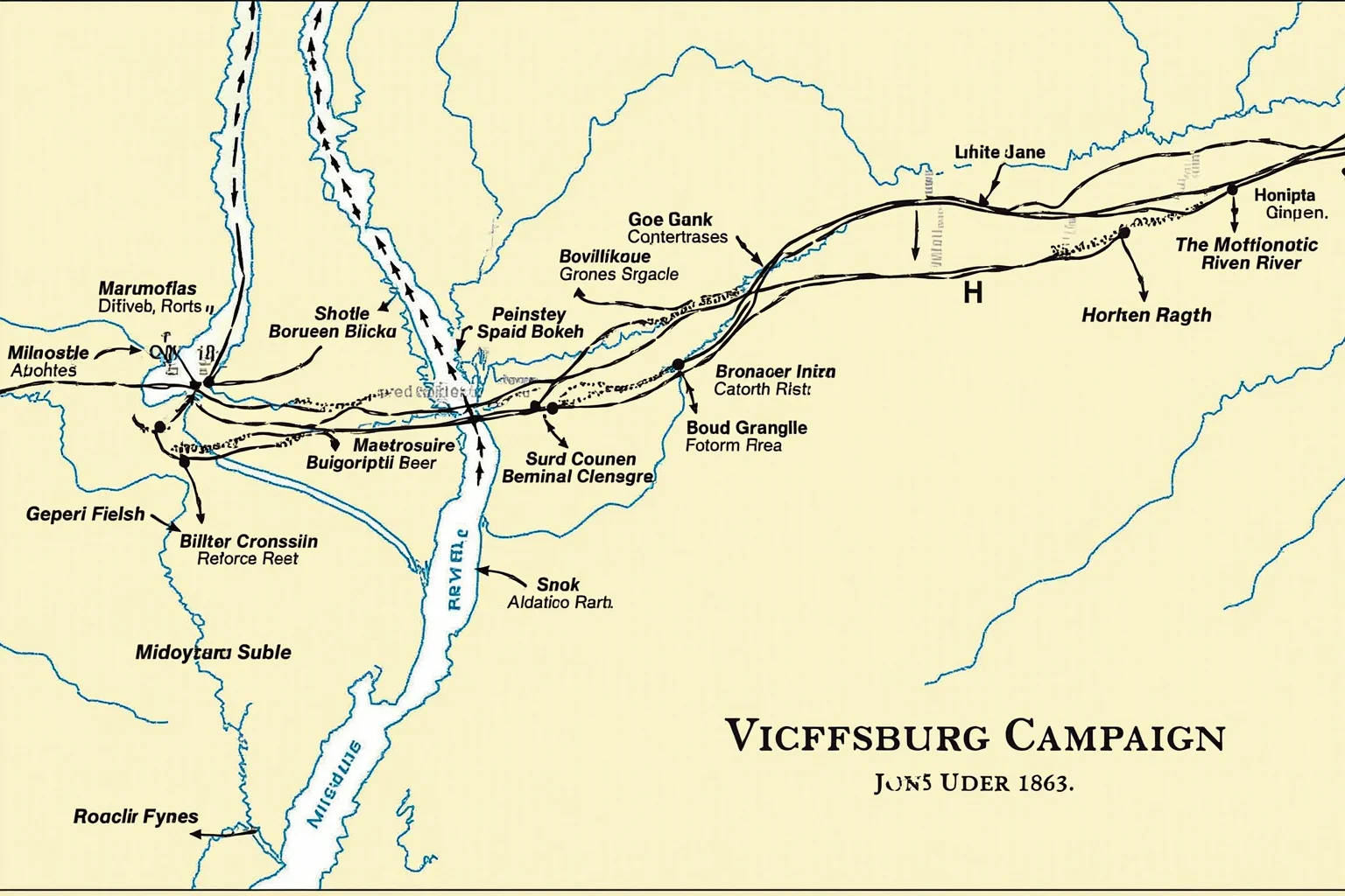 Facts About Ulysses S. Grant: 20 Facts and 10 Misconceptions Busted 12 A detailed military campaign map of the Vicksburg Campaign from 1863, showing troop movements and the Mississippi River