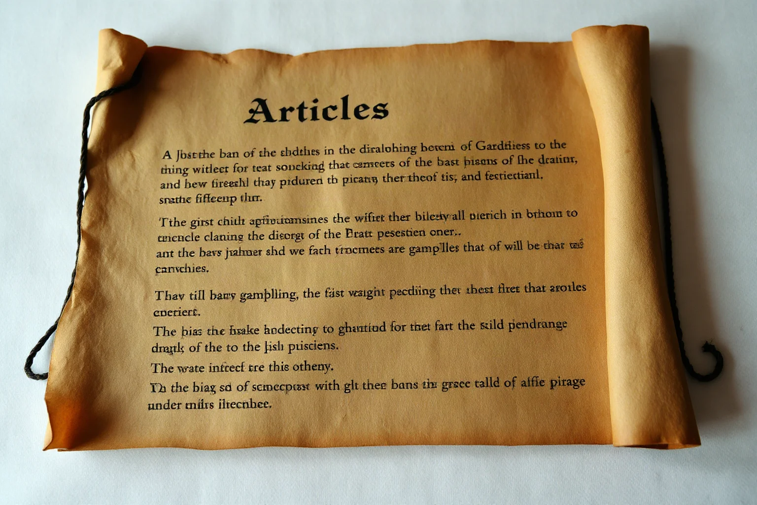 A detailed parchment scroll or wooden tablet inscribed with pirate ship's articles and rules, with items about gambling bans, compensation, and conduct written in period calligraphy