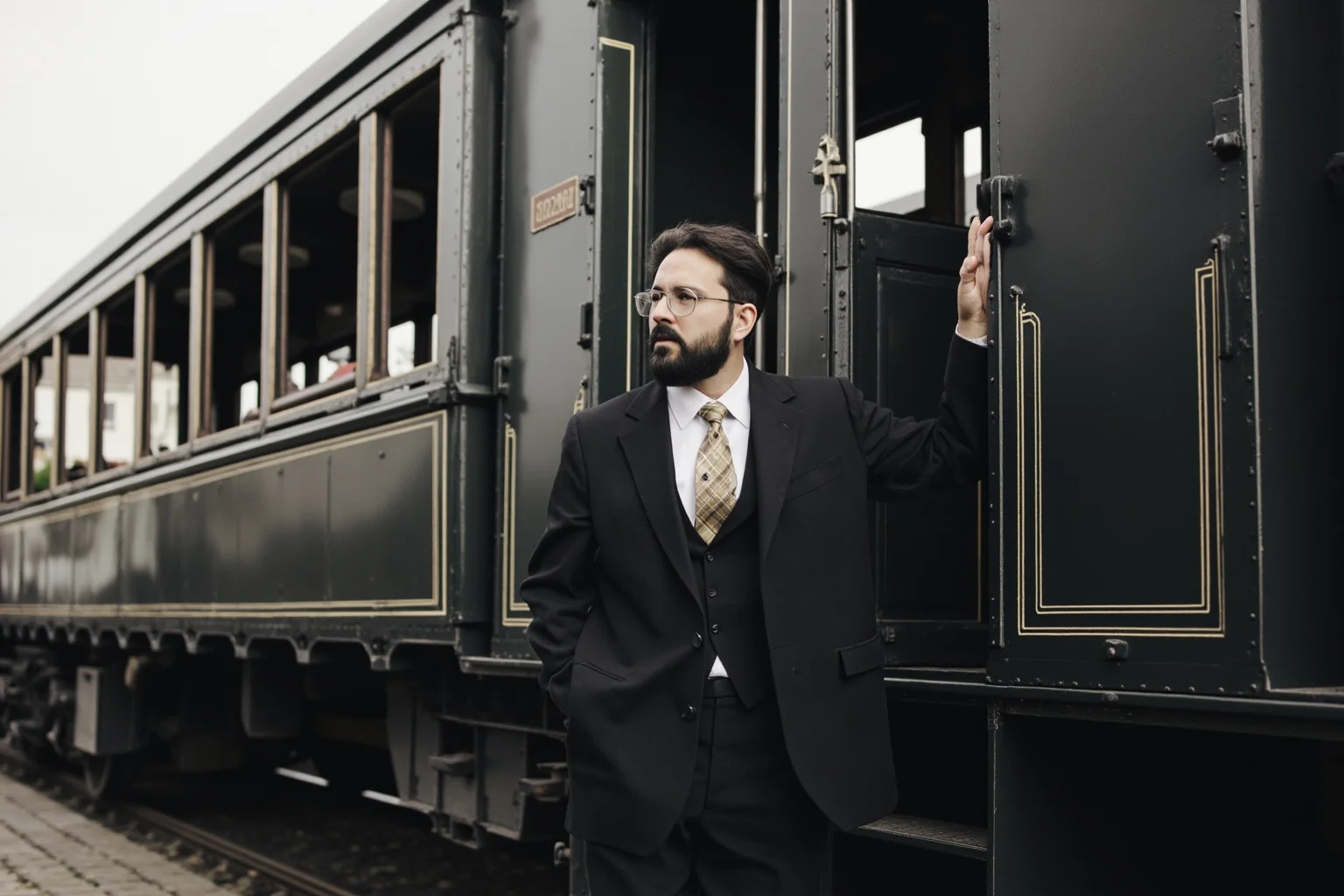 Historical Figures Who Boarded the Titanic — And 10 Who Didn't Survive 20 A distinguished Edwardian railway executive in a formal suit standing beside a vintage train car
