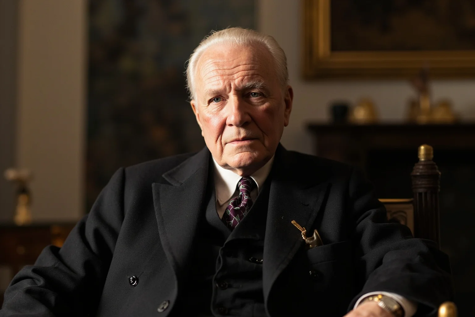 25 Greatest Historical Figures of the Victorian Era 22 A distinguished older gentleman in Edwardian-era formal attire seated in an elegant drawing room