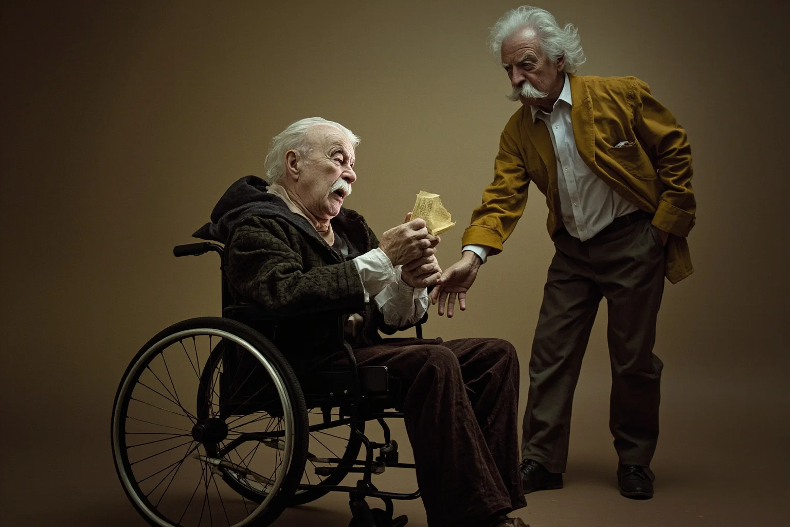 Facts About Ulysses S. Grant: 20 Facts and 10 Misconceptions Busted 21 A dying man in a wheelchair writing frantically in a manuscript, with Mark Twain standing nearby encouraging him