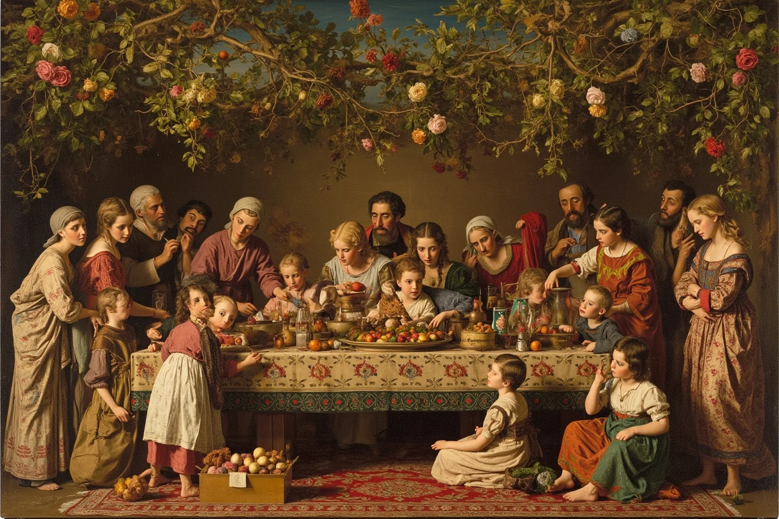 25 Captivating Facts About the Persian Empire 25 A festive ancient Persian spring celebration scene with families gathered around a decorated table