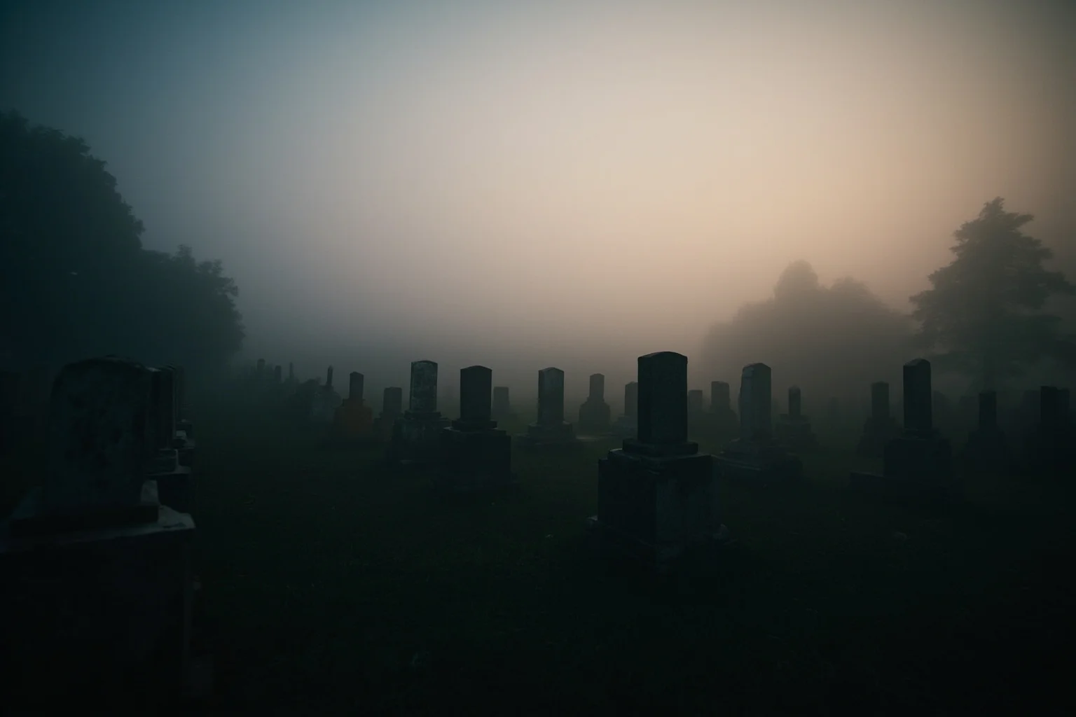 26 Facts About Nostradamus and His Predictions 24 A foggy graveyard at dawn with old stone headstones, moody historical atmosphere