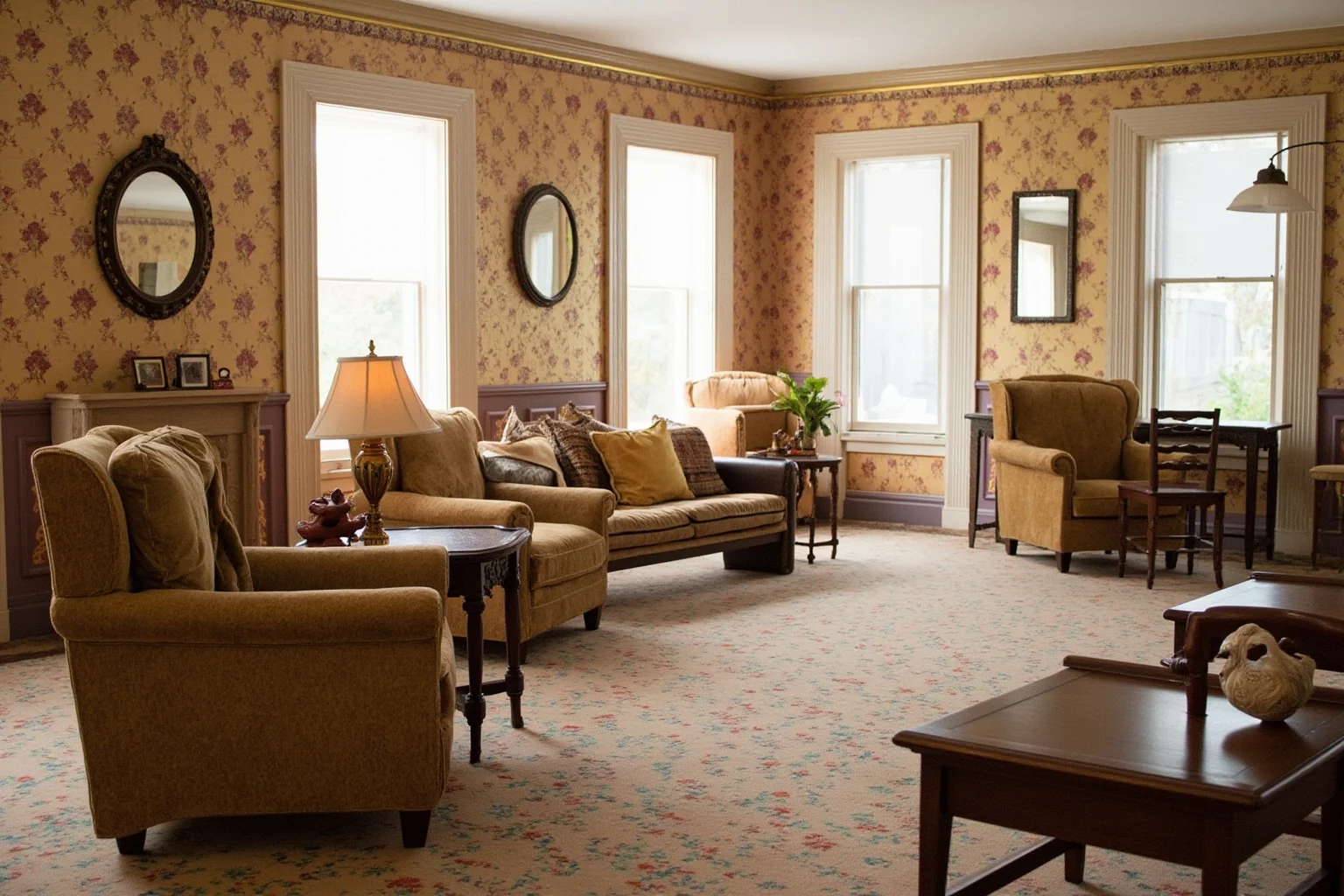 22 Things Every American Home Had in the 1920s 17 A formal 1920s parlor room with matching upholstered furniture arranged for guests