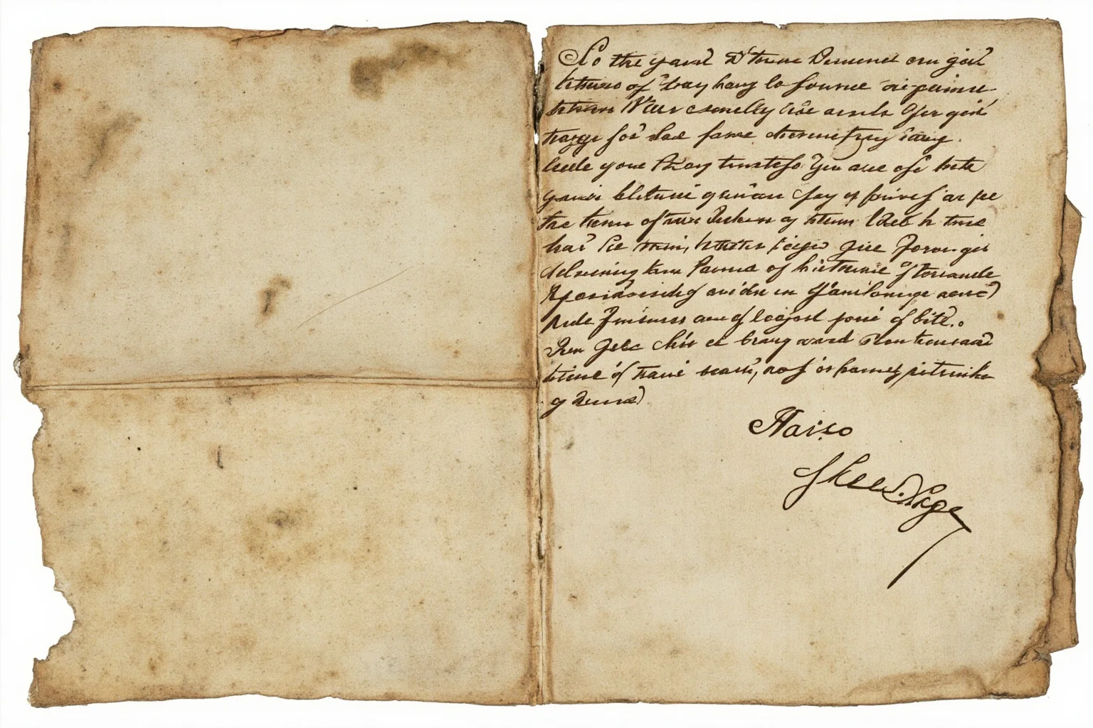 A fragile 17th-century handwritten document with unusual old English script signature, aged and yellowed paper