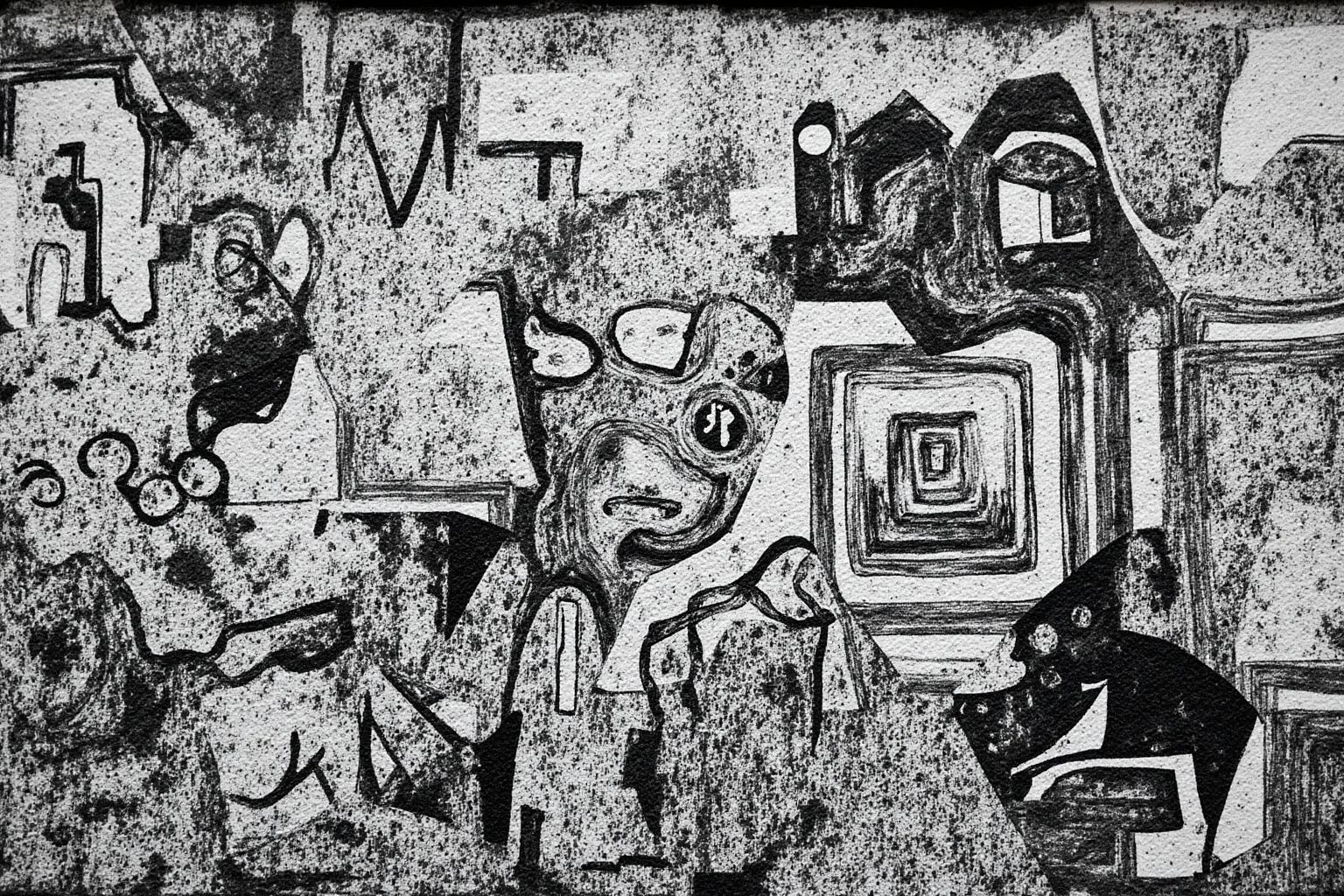The Most Famous Historical Paintings in the World 5 A fragmented, monochrome cubist-style mural depicting chaos and anguish from a bombing