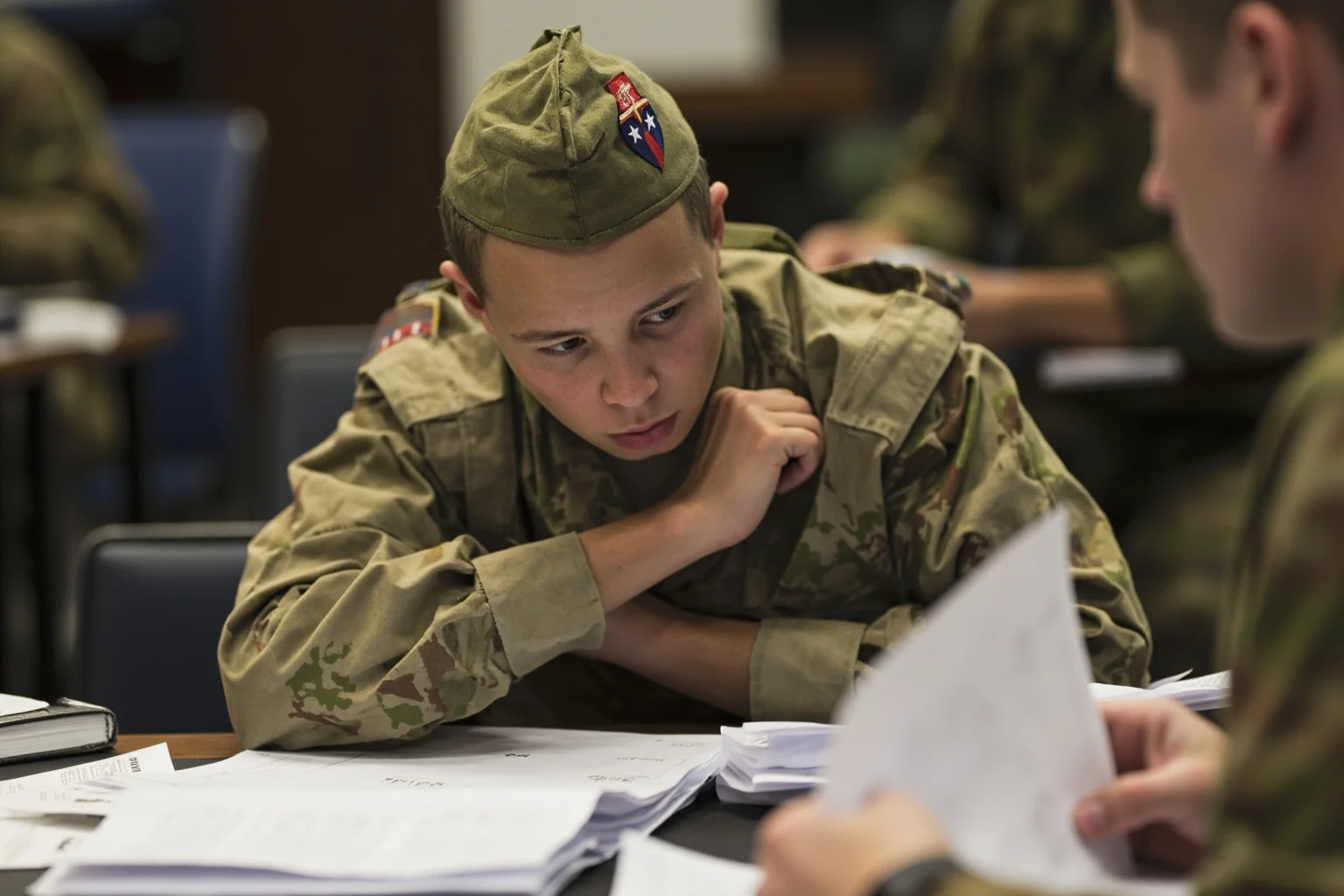 Facts About Ulysses S. Grant: 20 Facts and 10 Misconceptions Busted 4 A frustrated young military cadet at a desk with paperwork, trying to explain a clerical error to stern academy officials