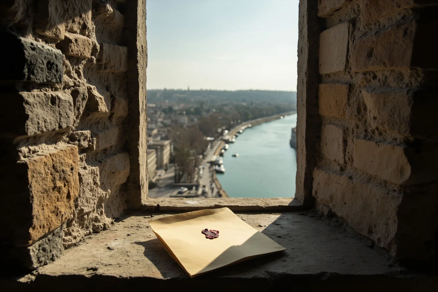 22 of the Greatest Comeback Stories in History 12 A grand stone tower window overlooking a river, with a folded letter sealed with wax resting on the sill