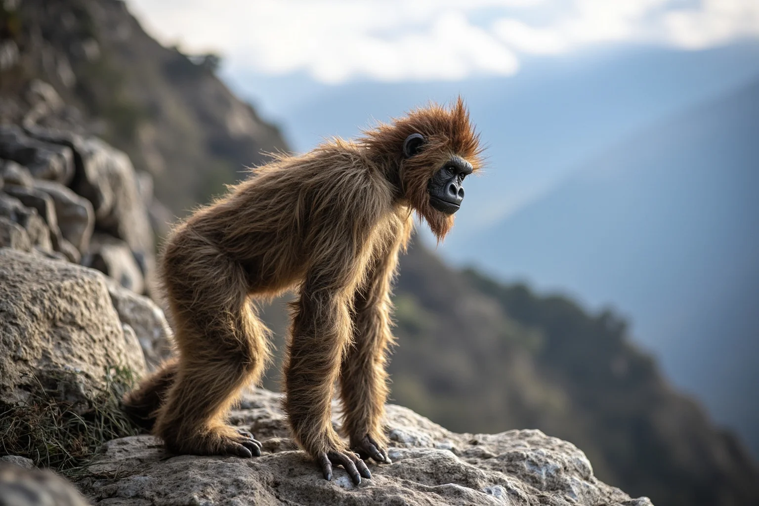 Famous Cryptids: 10 You Know and 16 Wild Ones You Probably Don't 25 A hairy ape-like figure standing on a rocky mountain slope in a remote Himalayan valley