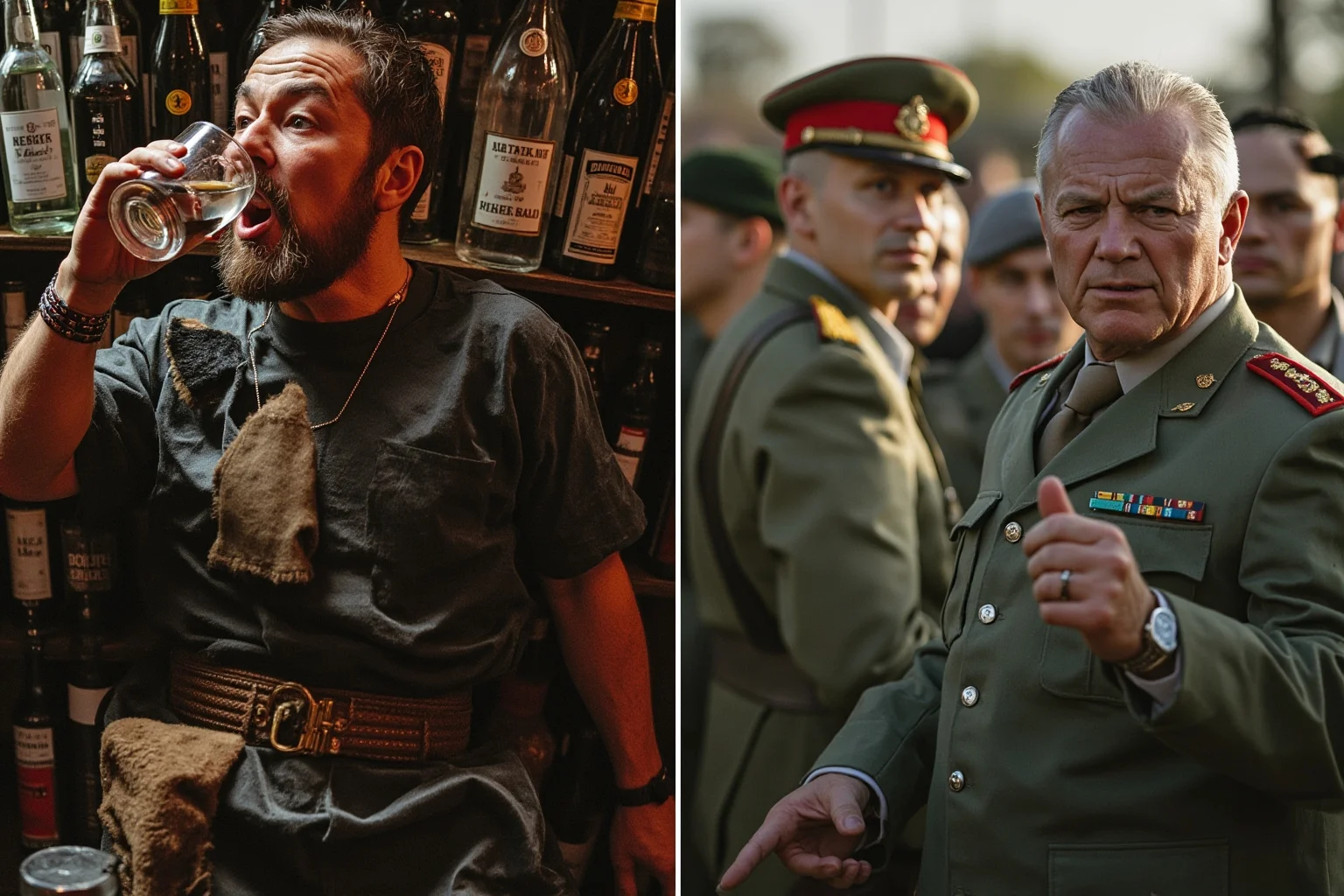 Facts About Ulysses S. Grant: 20 Facts and 10 Misconceptions Busted 22 A heavy-drinking soldier surrounded by alcohol bottles, contrasted with a clear-headed general giving strategic orders to officers