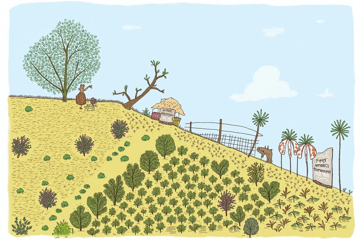 23 Worst Things That Ever Happened in History 19 A hillside memorial garden illustration in East Africa, representing 1990s remembrance and reconciliation