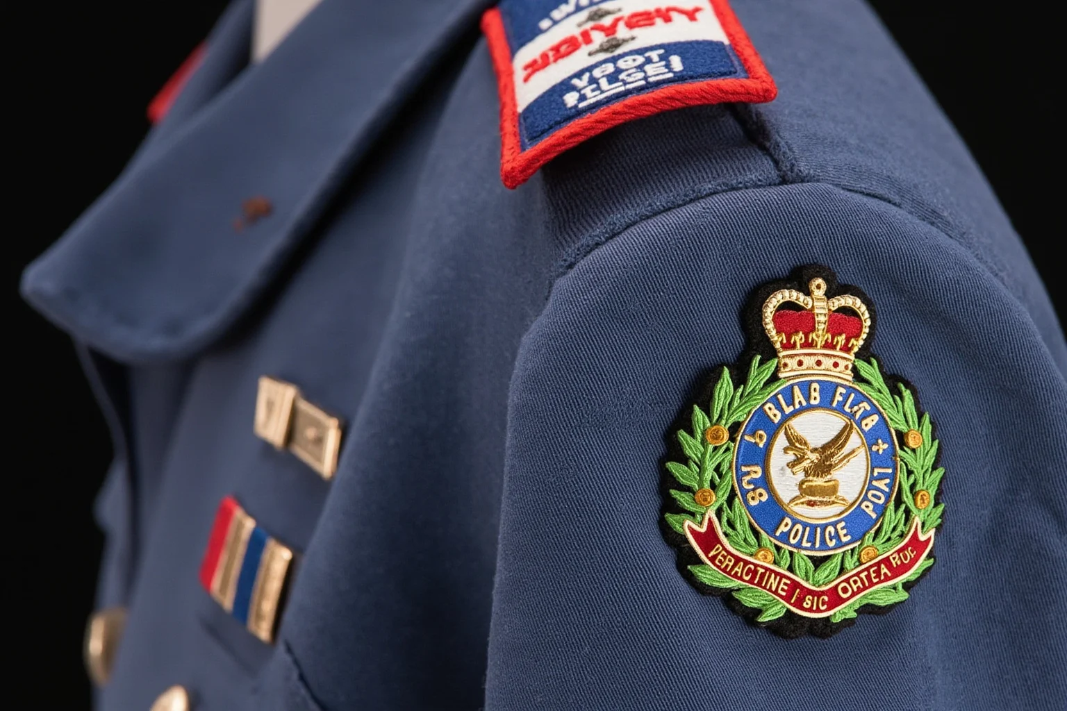 A historical Mexican police badge or uniform detail from the 1990s era