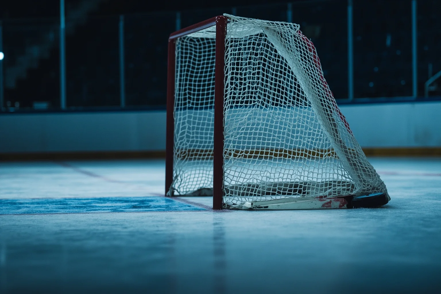 Longest Championship Droughts In Sport History 18 A hockey net with the puck just outside the goal line, dramatic close-up, symbolic illustration