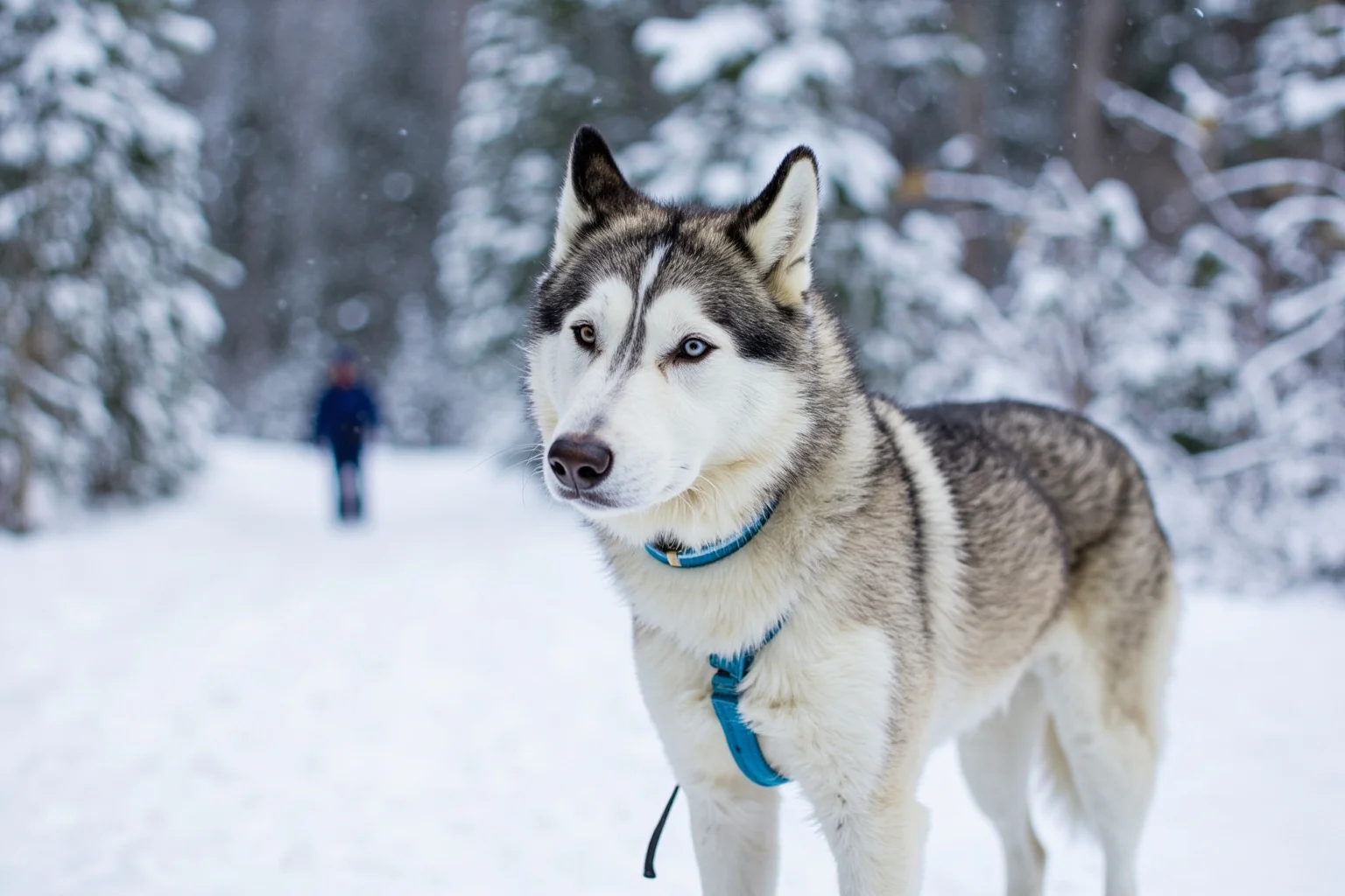 Most Famous Dogs in History: 22 Iconic Canines Who Made Their Mark 13 A husky-type sled dog standing proudly in front of a snowy Alaskan wilderness trail
