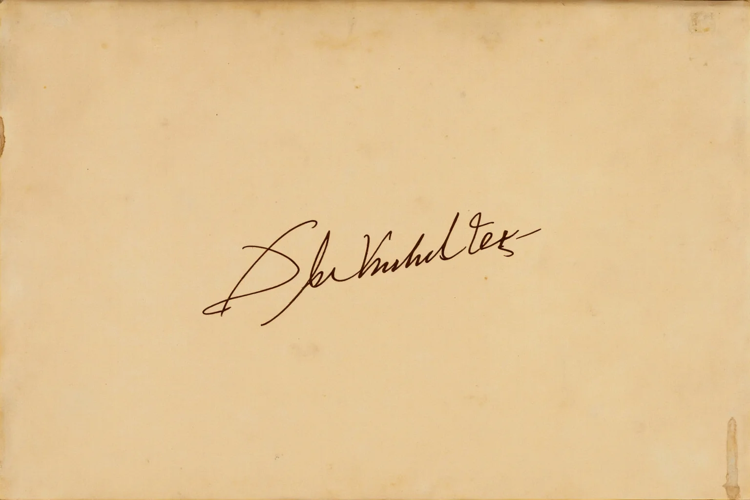A large flamboyant cursive signature flourish across the bottom of an aged parchment declaration document