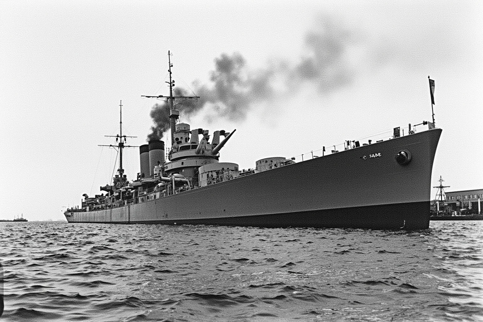 False Flag Operations That Quietly Changed World History 11 A large gray battleship partially sunk in a harbor with smoke rising, historical illustration style
