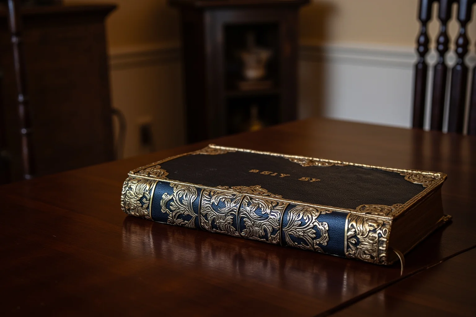 22 Things Every American Home Had in the 1920s 15 A large ornate family Bible resting on a wooden table in a 1920s home