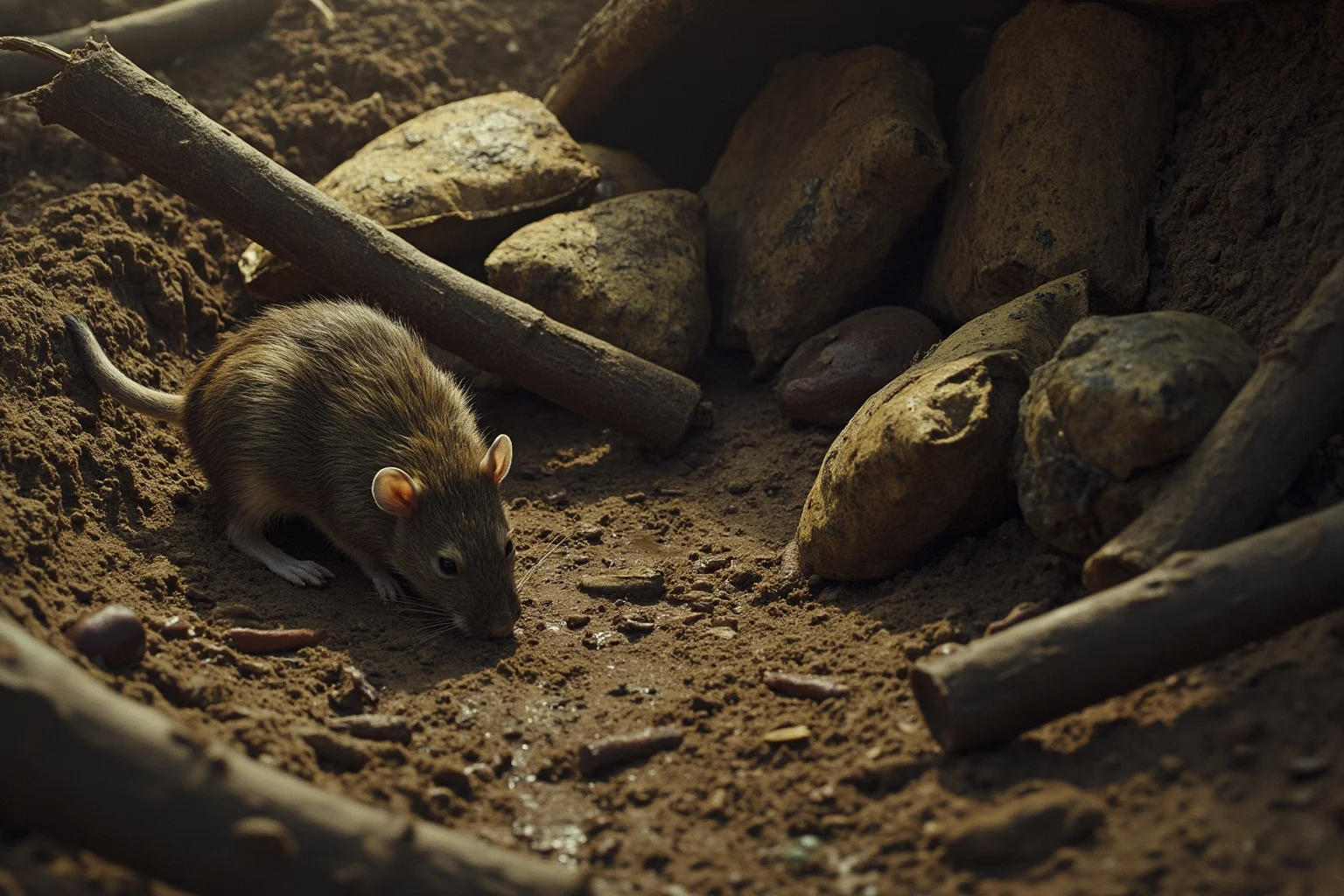 The Evolution of World War 1 Rations: 24 Facts About Food, Trenches, and Rationing 19 A large rat near scattered food supplies and torn sacks in a muddy trench setting
